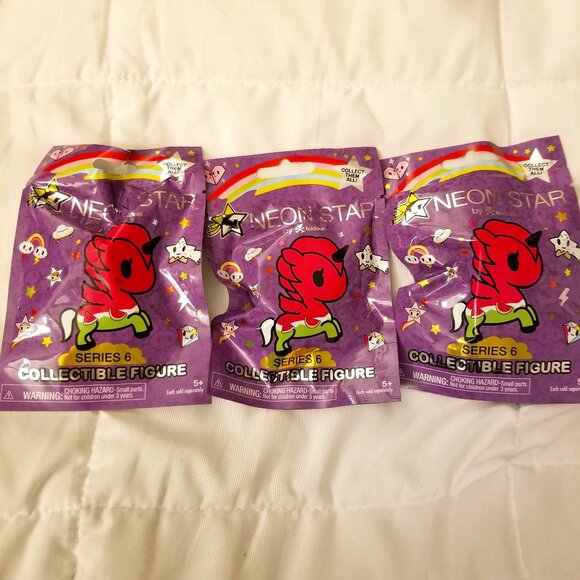 Tokidoki Neon Star Series 6 Collectible Figure Blind Bag Lot of 3 Unicorno Latte - Picture 1 of 10